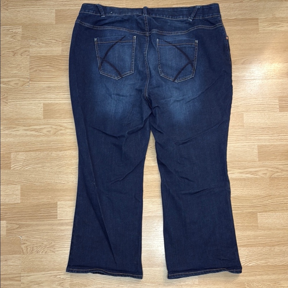 Lane Bryant Blue Bootcut Jeans with Subtle Fading. Stretch Whiskering - Picture 7 of 7
